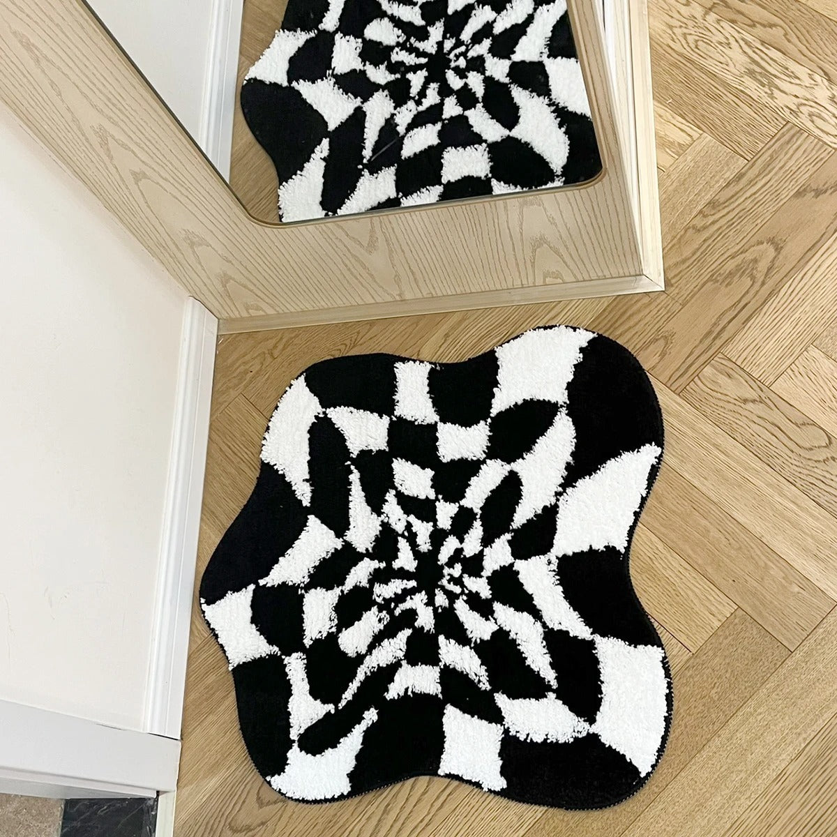 Abstract Trippy 3D Checkered Board Illusion Tufted Rug