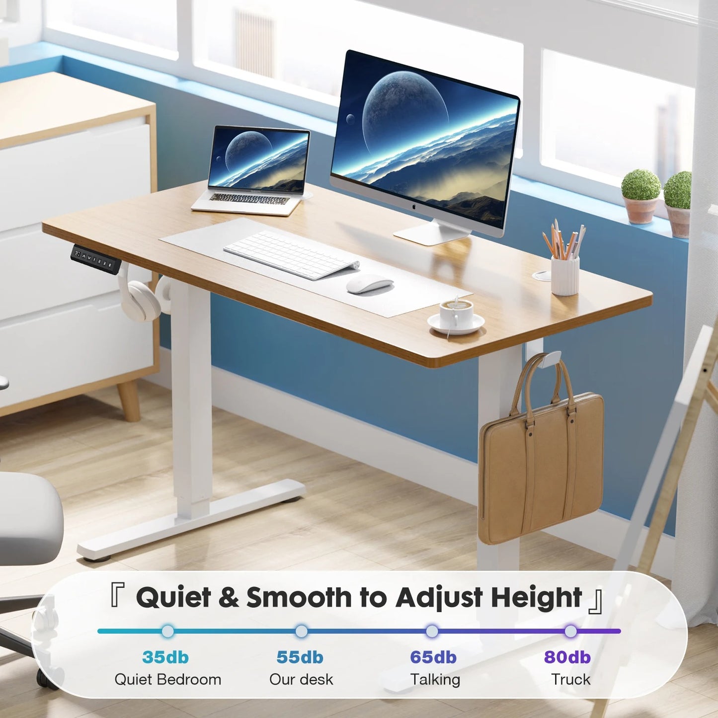 Height Adjustable Electric Standing Desk – 40x24" Sit-Stand Workstation Ergonomic Home Office Motorized Computer Desk
