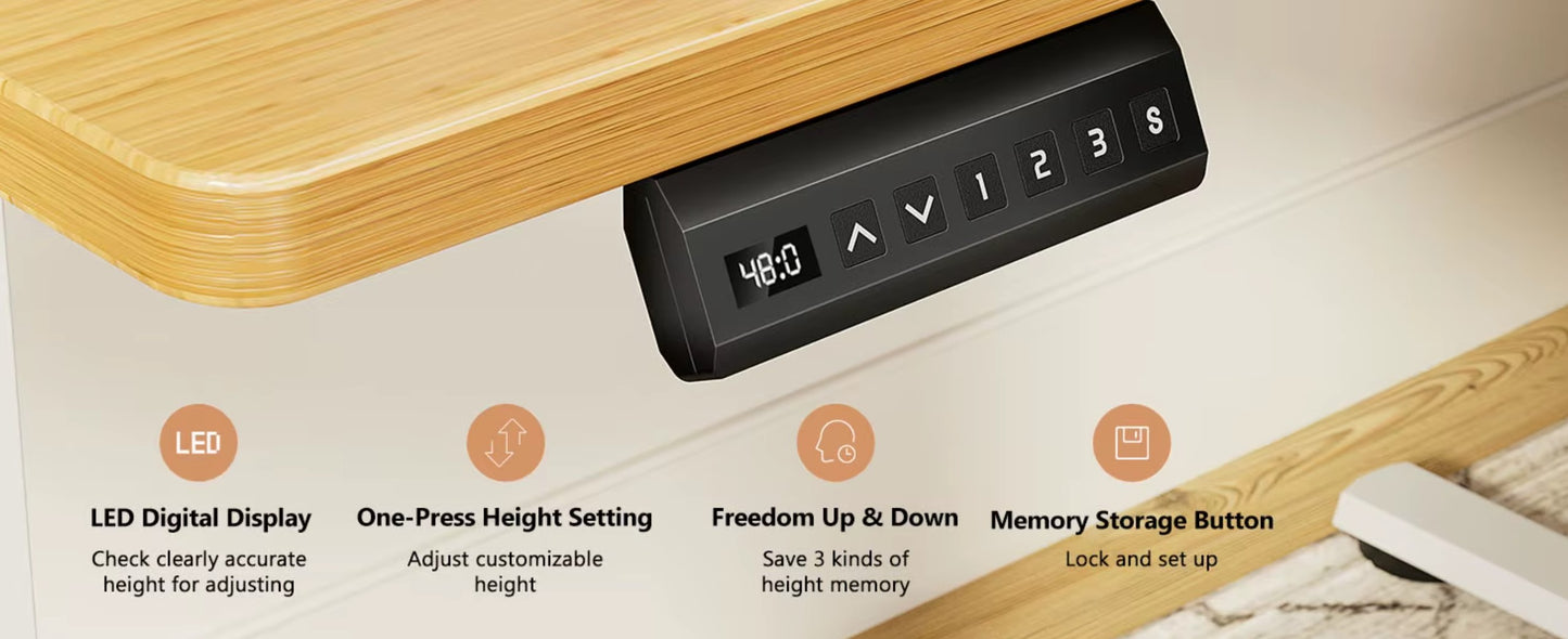 Height Adjustable Electric Standing Desk – 40x24" Sit-Stand Workstation Ergonomic Home Office Motorized Computer Desk