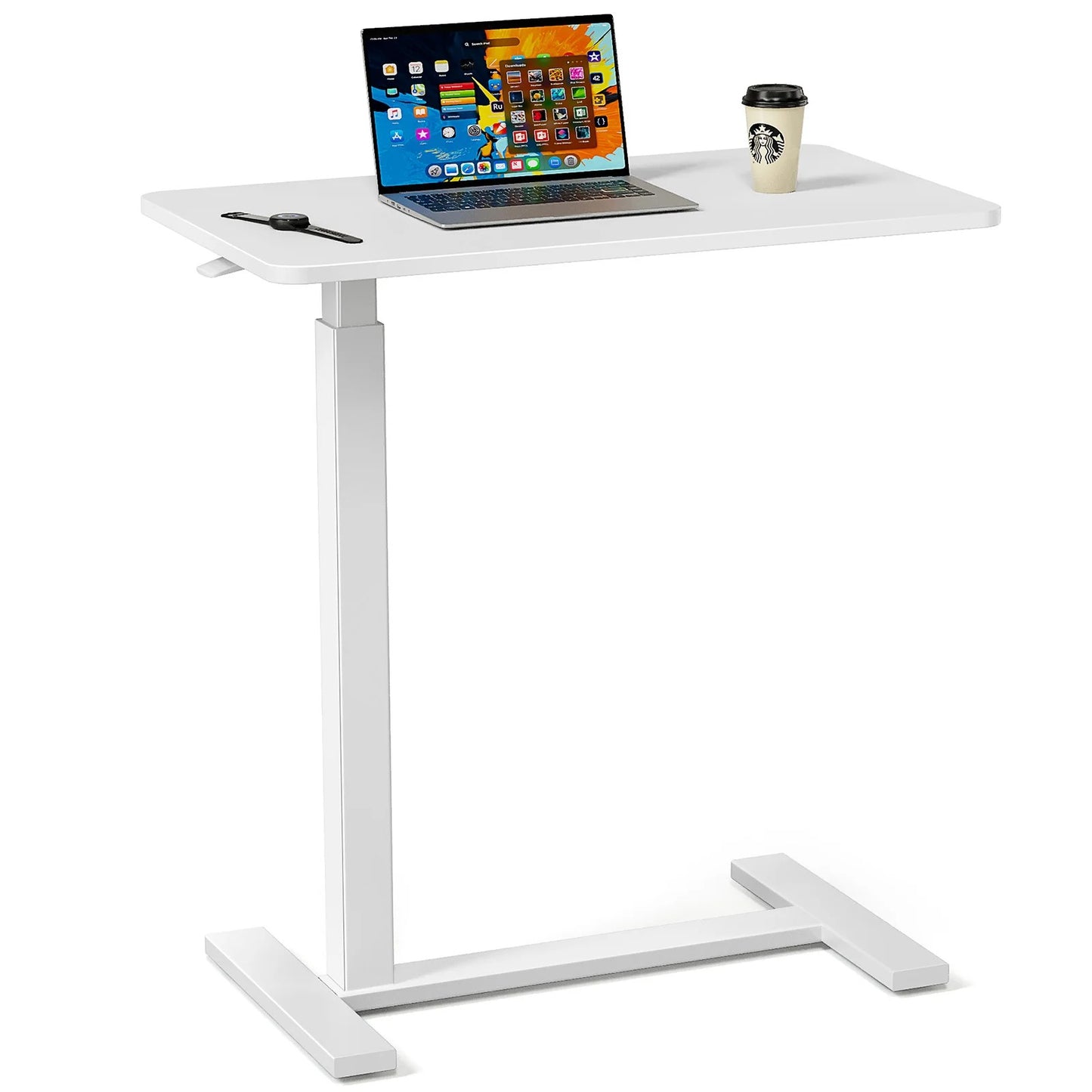 Adjustable Rolling Mobile Desk with Hidden Wheels for Home, Bedroom, and Sofa
