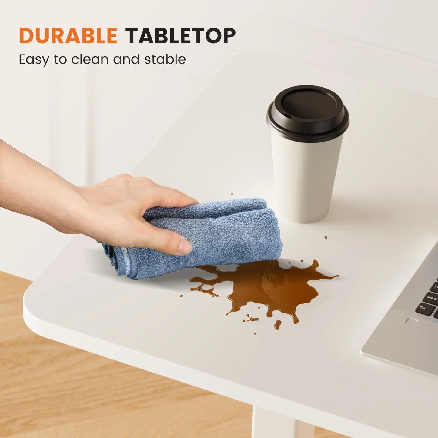 Adjustable Rolling Mobile Desk with Hidden Wheels for Home, Bedroom, and Sofa