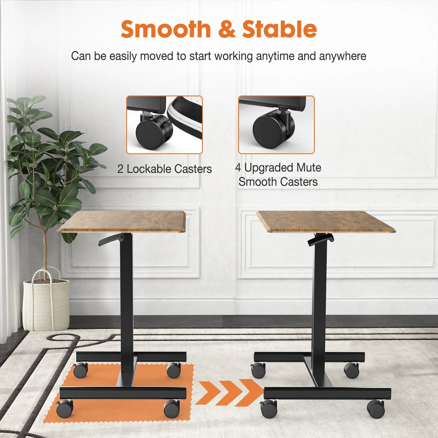 Adjustable Rolling Portable Desk for Home, Bedroom, and Sofa