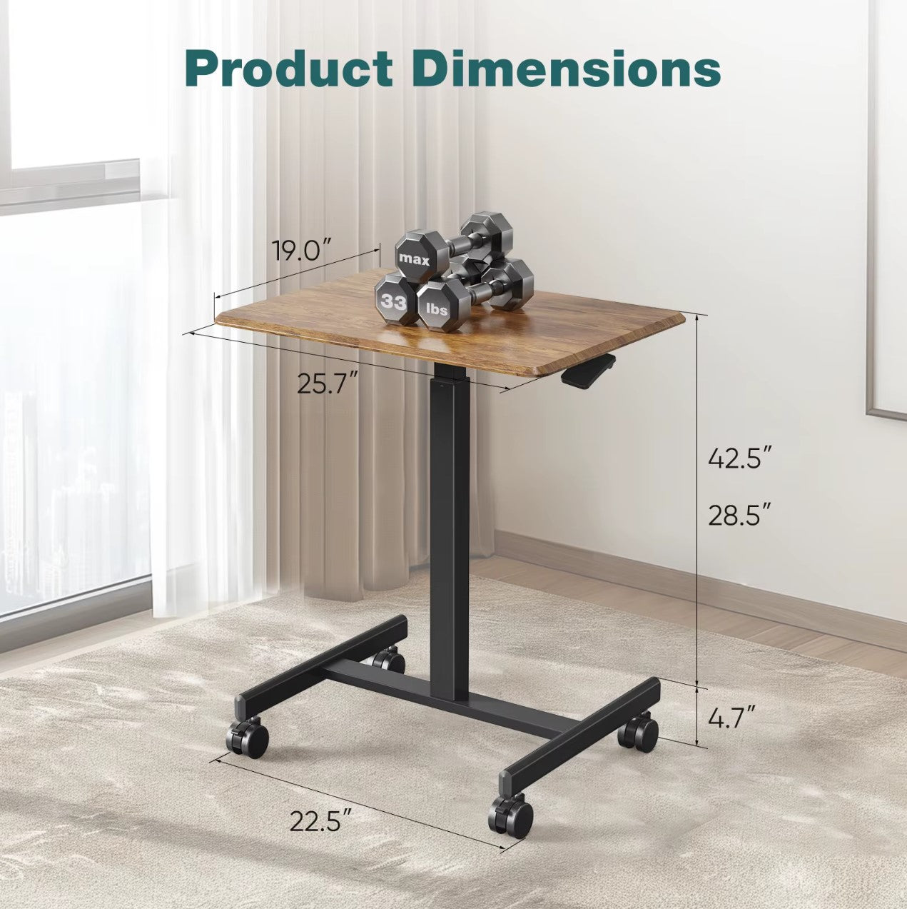 Adjustable Rolling Portable Desk for Home, Bedroom, and Sofa