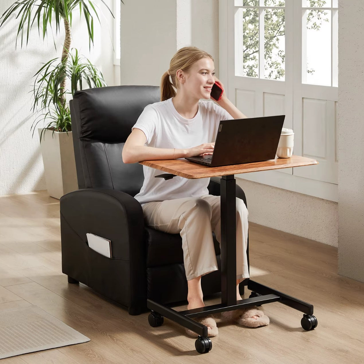 Adjustable Rolling Portable Desk for Home, Bedroom, and Sofa