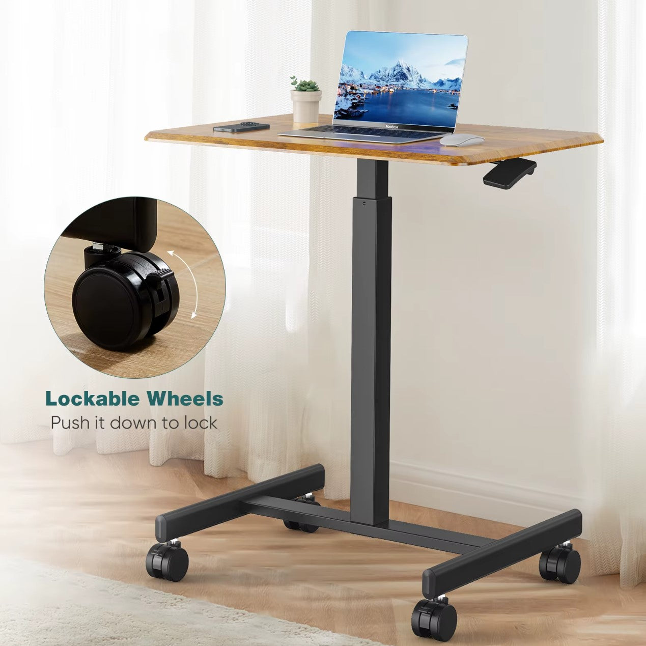 Adjustable Rolling Portable Desk for Home, Bedroom, and Sofa