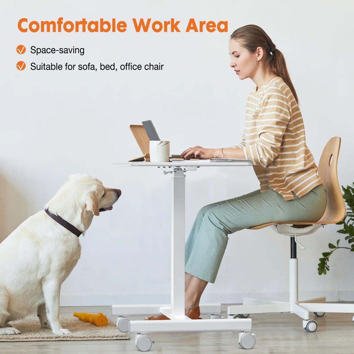 Adjustable Rolling Portable Desk for Home, Bedroom, and Sofa