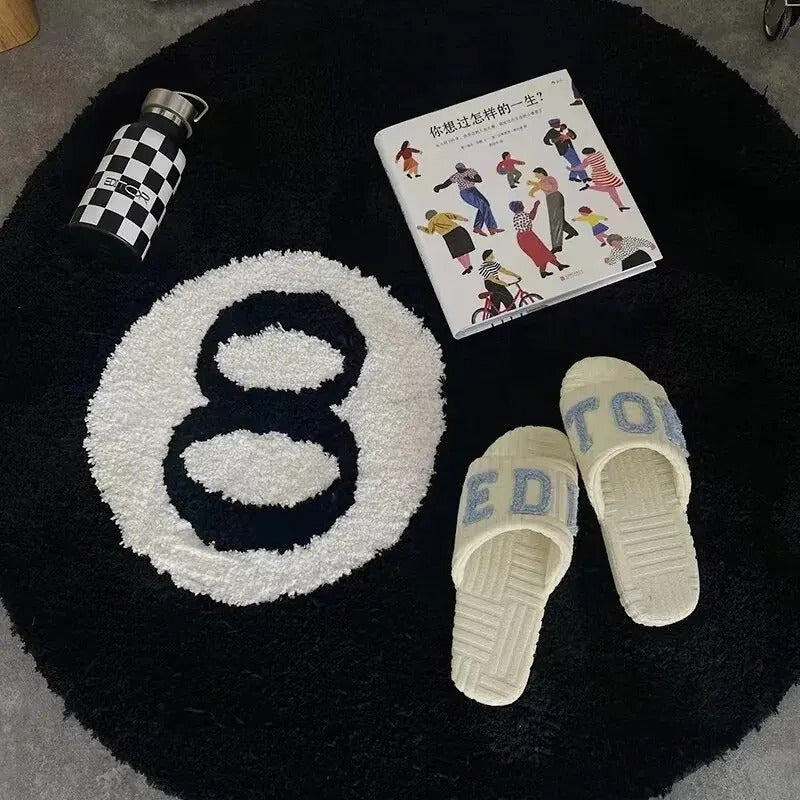 Black 8 Ball Billiards Tufted Rug