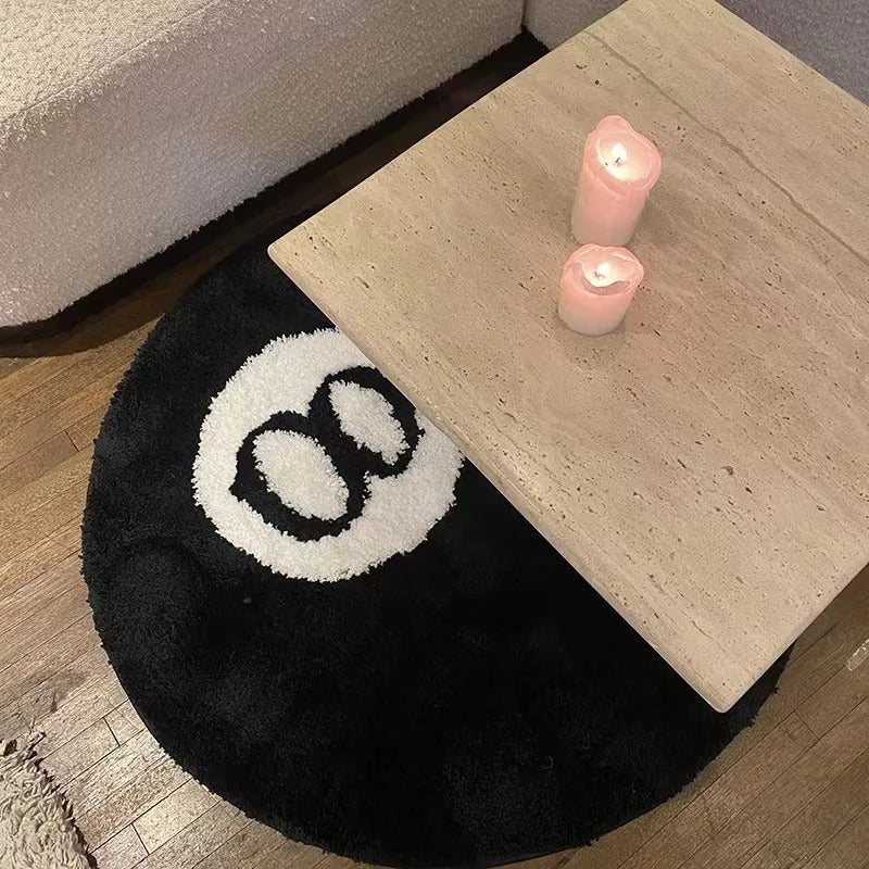 Black 8 Ball Billiards Tufted Rug