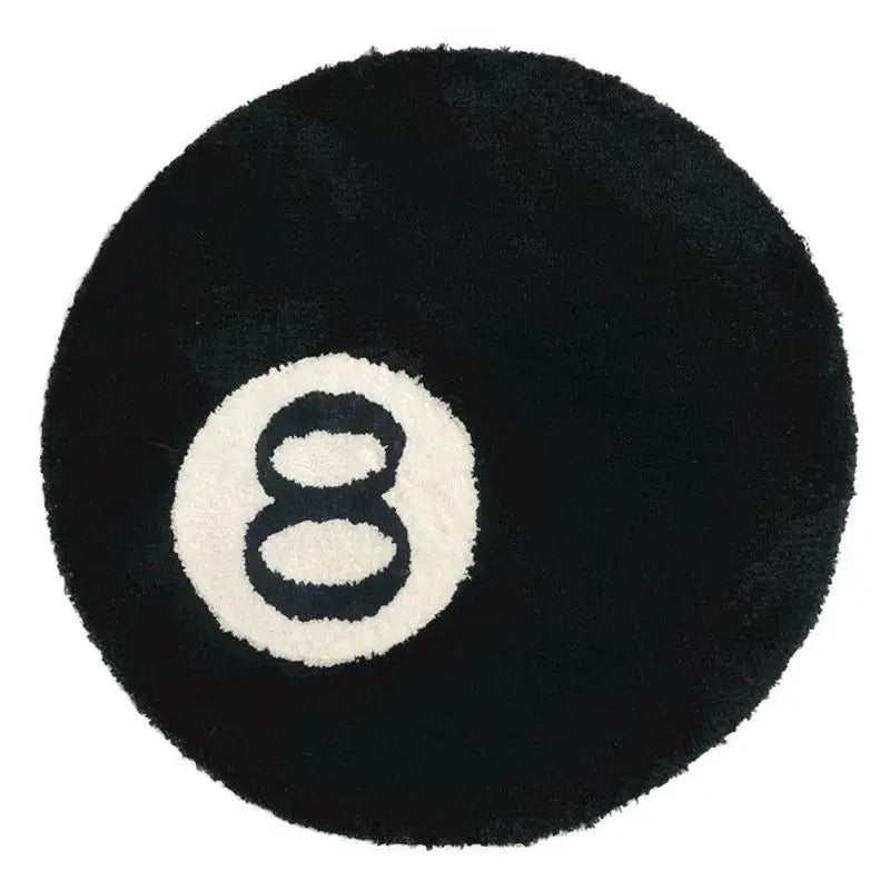 Black 8 Ball Billiards Tufted Rug