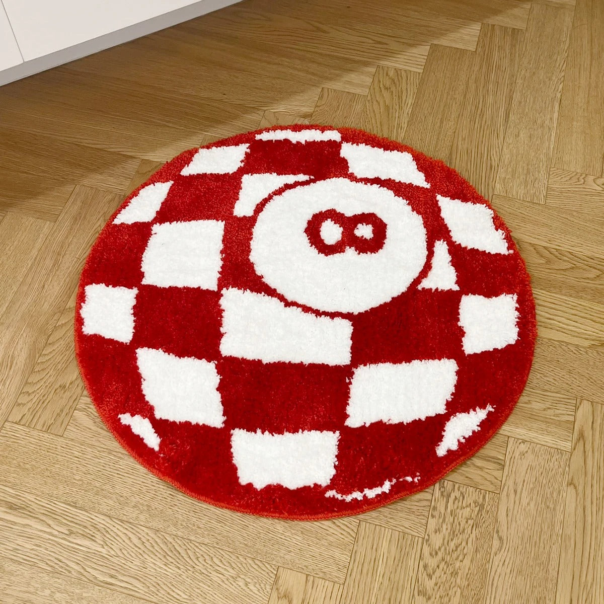 Black Red Checkered Black 8 Ball Billiards Tufted Rug