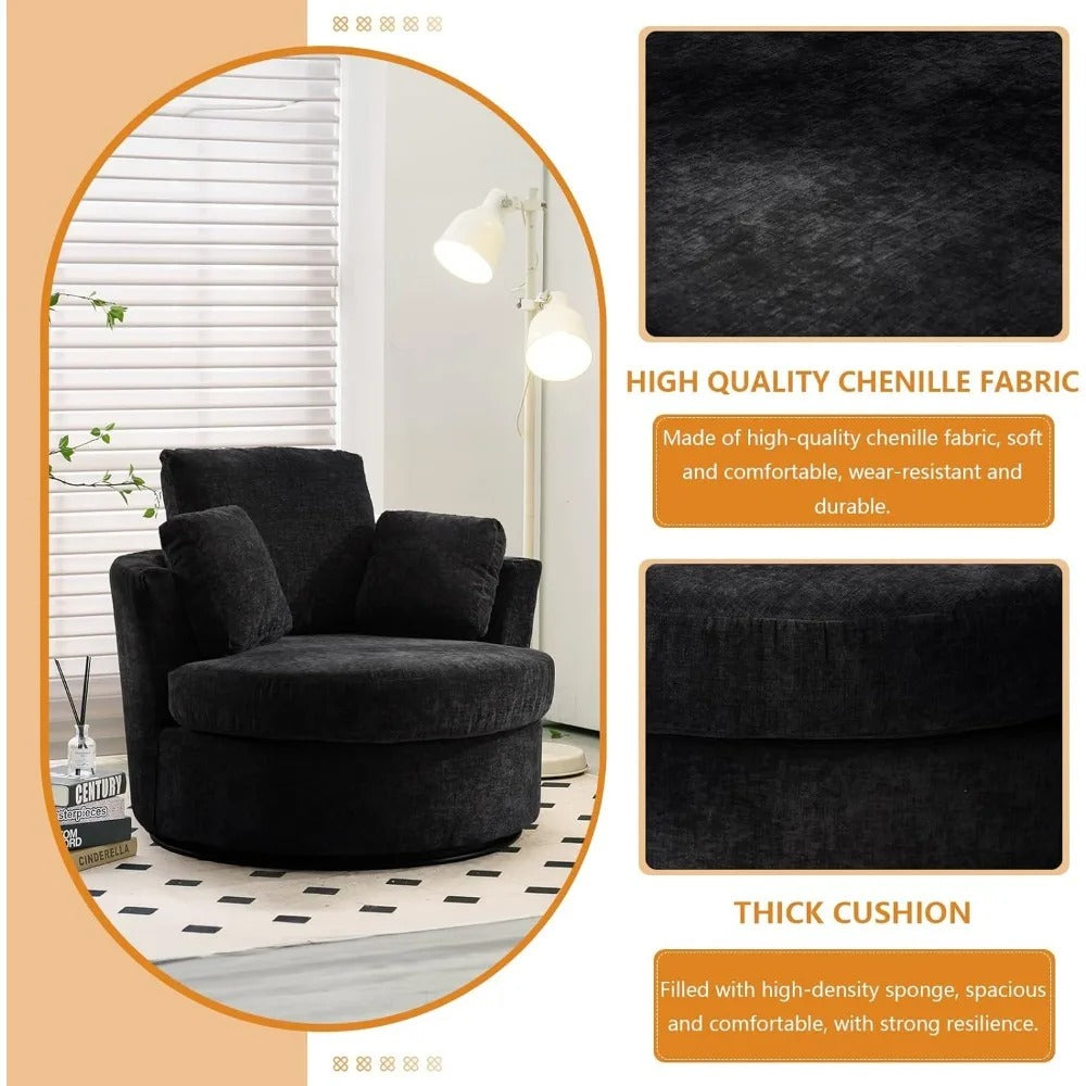 Cozy Modern Oversized 40" Chenille Swivel Barrel Chairs (Set of 2)