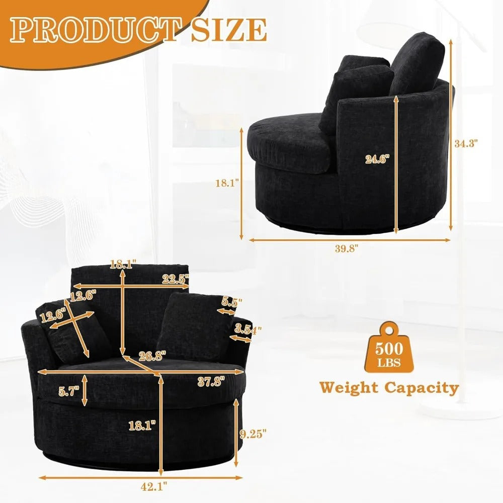 Cozy Modern Oversized 40" Chenille Swivel Barrel Chairs (Set of 2)