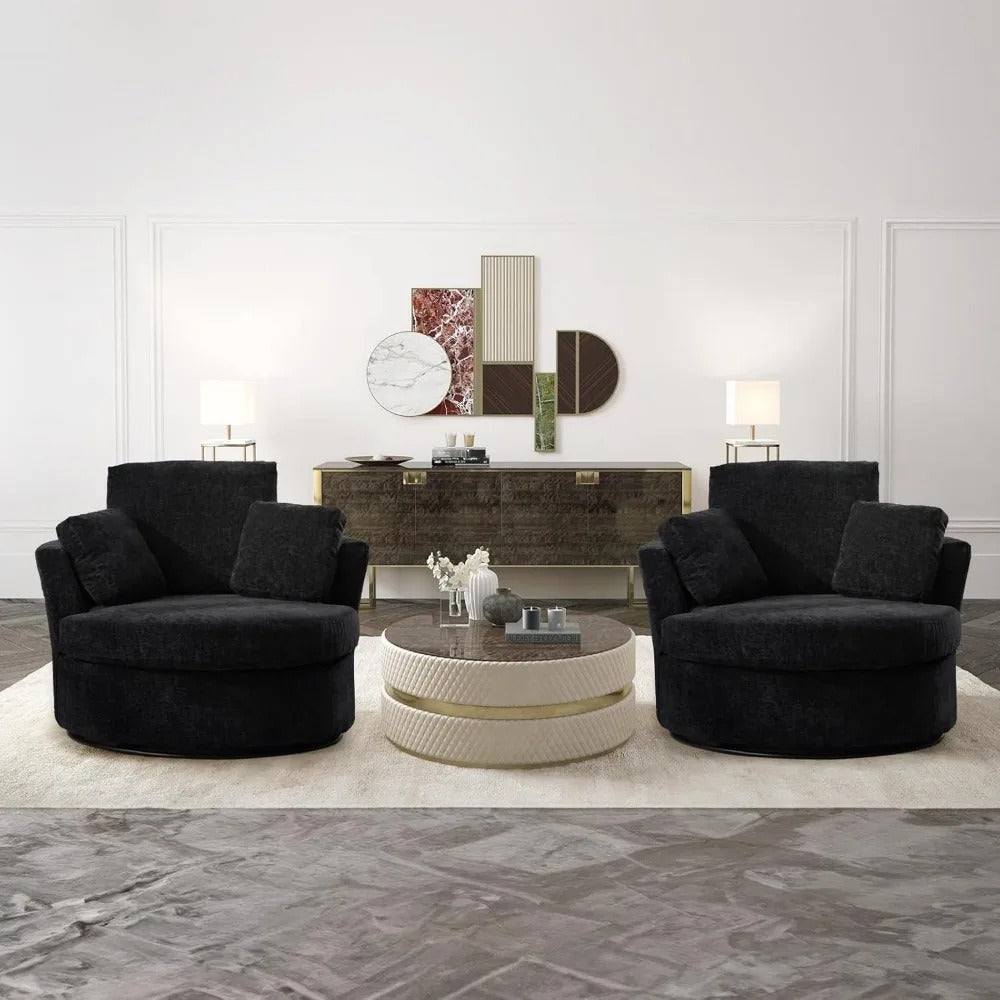 Cozy Modern Oversized 40" Chenille Swivel Barrel Chairs (Set of 2)
