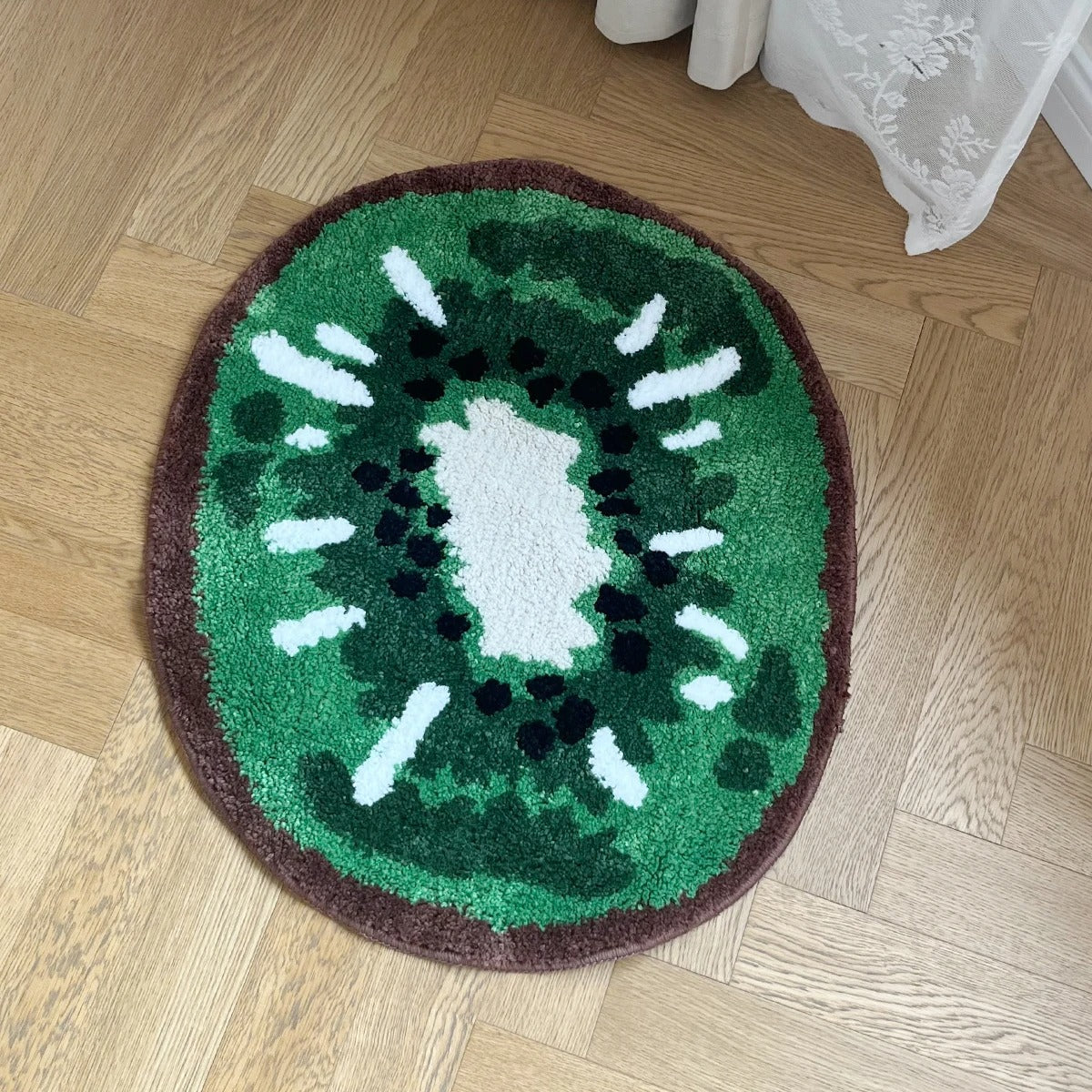 Green Sliced Kiwi Tufted Rug