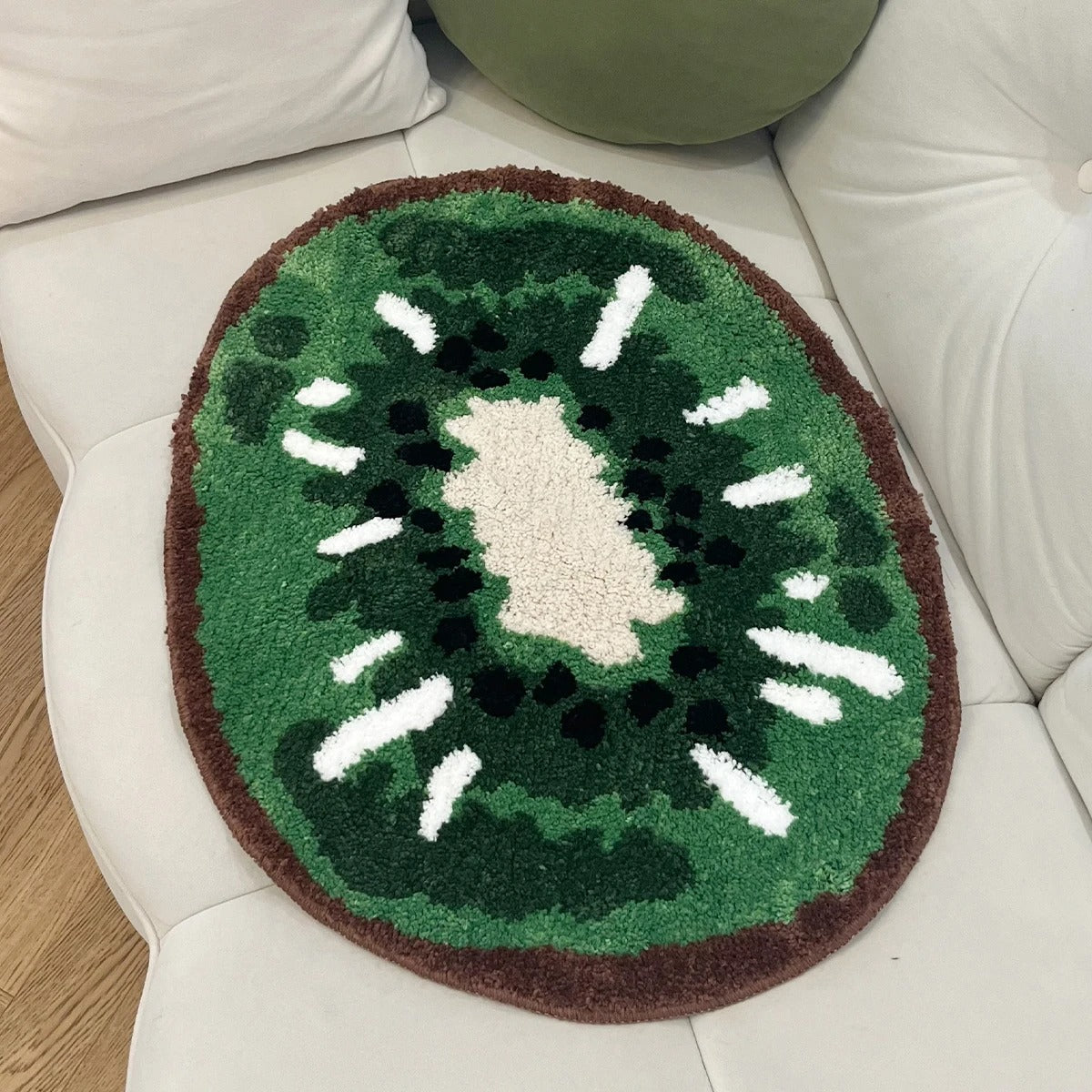 Green Sliced Kiwi Tufted Rug