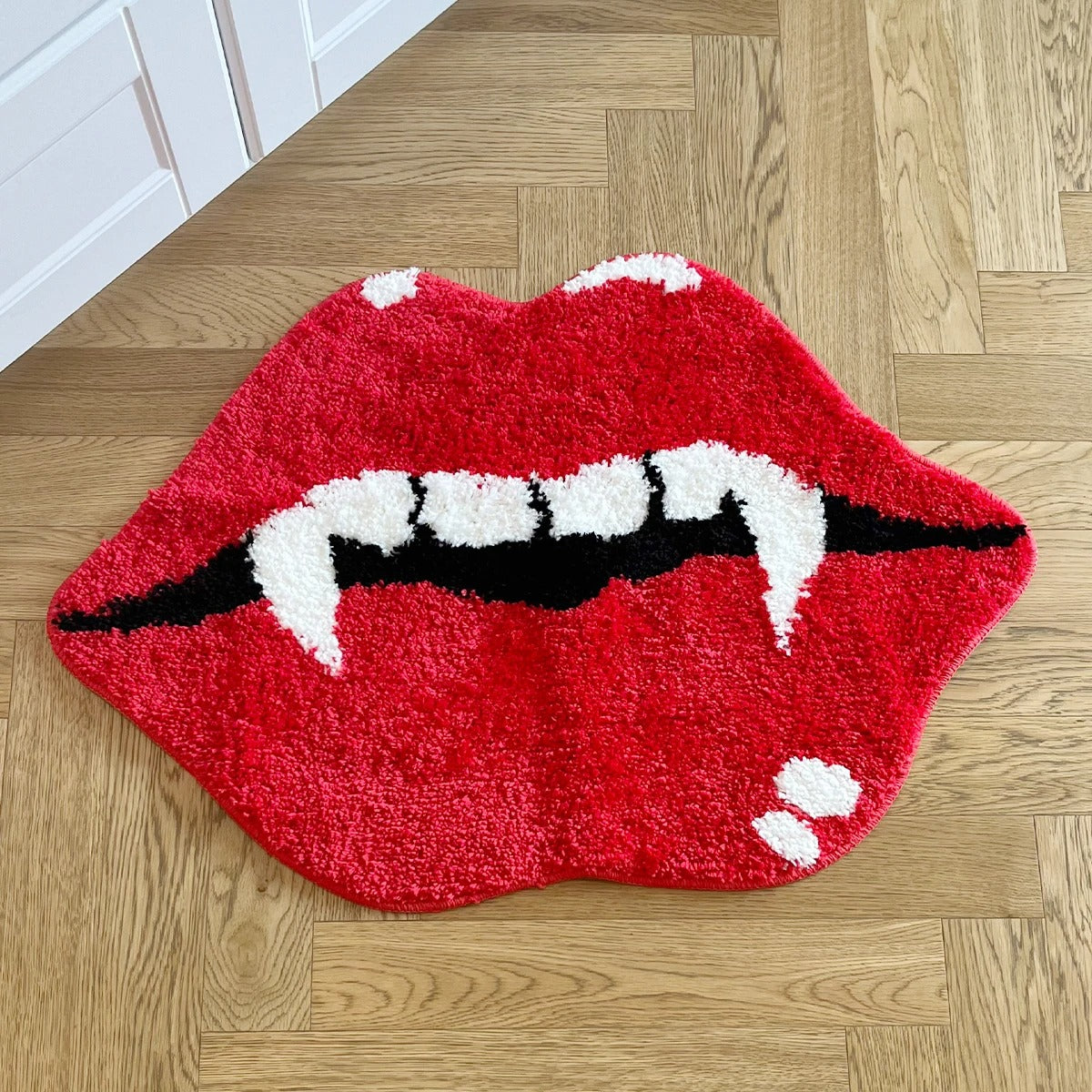 Halloween Red Lipstick Vampire Teeth Tufted Rug