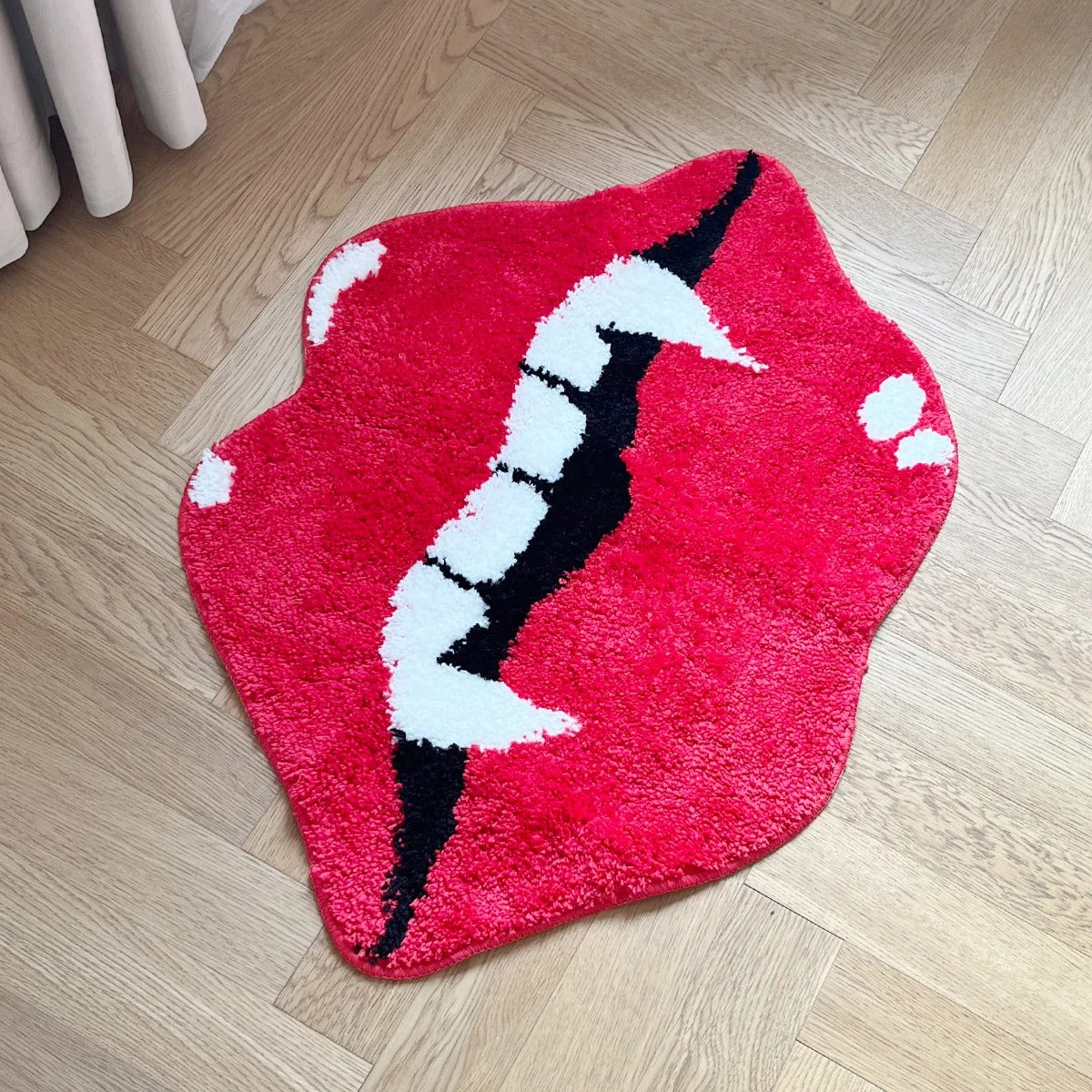 Halloween Red Lipstick Vampire Teeth Tufted Rug