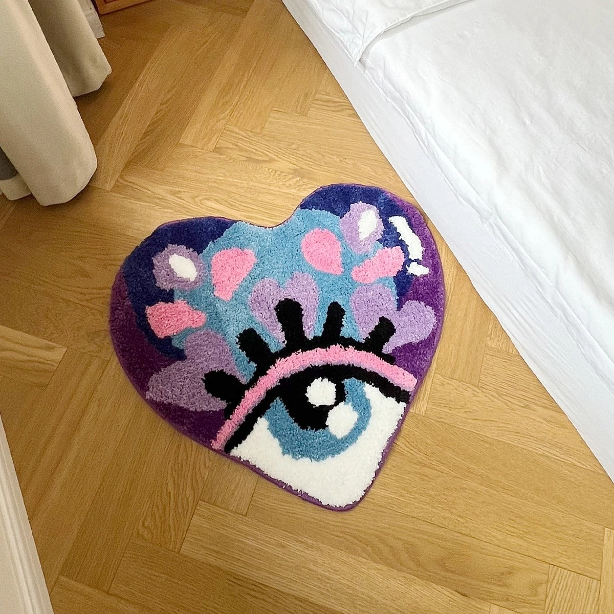 Heart Shaped Purple Love Eye Tufted Rug