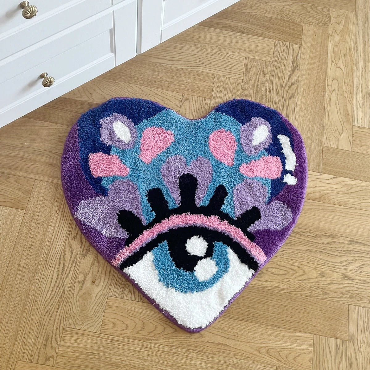 Heart Shaped Purple Love Eye Tufted Rug