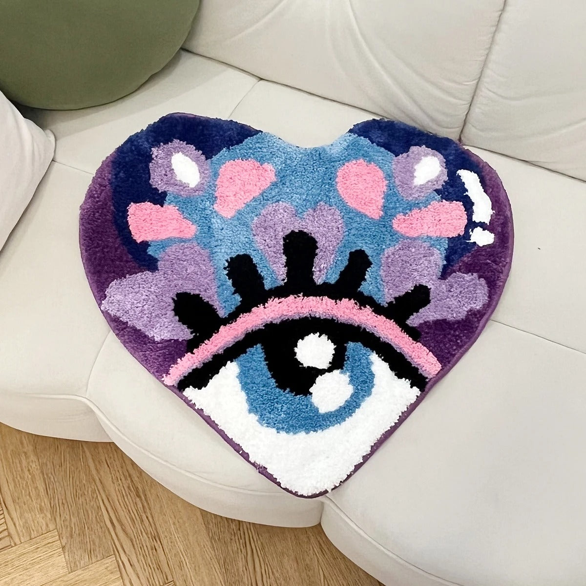 Heart Shaped Purple Love Eye Tufted Rug