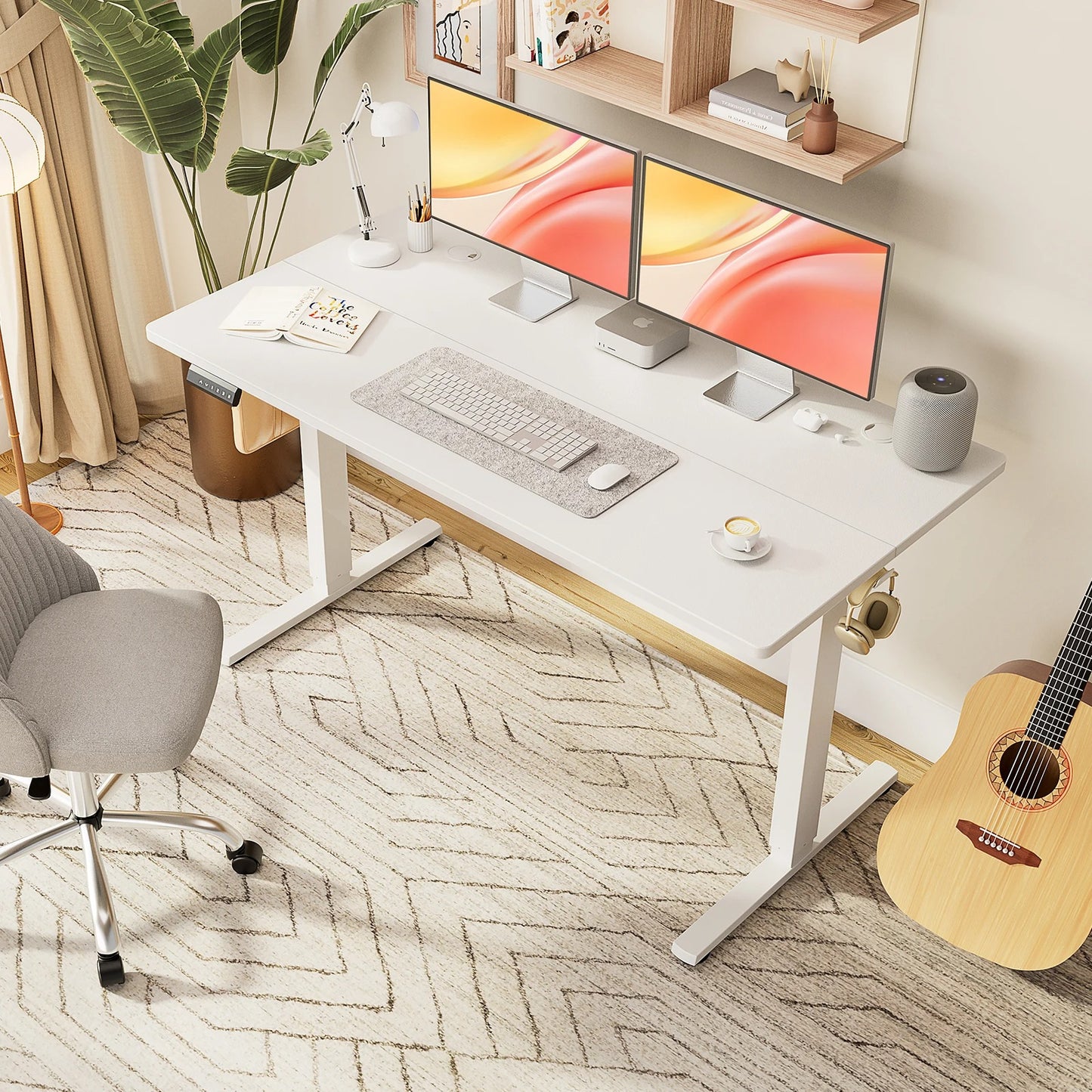 Height Adjustable Electric Standing Desk – 55x24" Sit-Stand Workstation Ergonomic Home Office Motorized Computer Desk