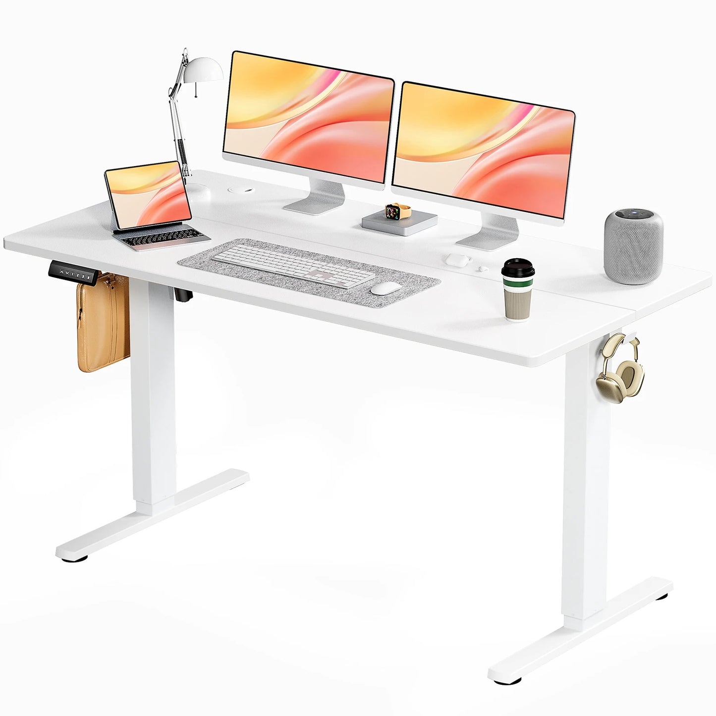 Height Adjustable Electric Standing Desk – 55x24" Sit-Stand Workstation Ergonomic Home Office Motorized Computer Desk