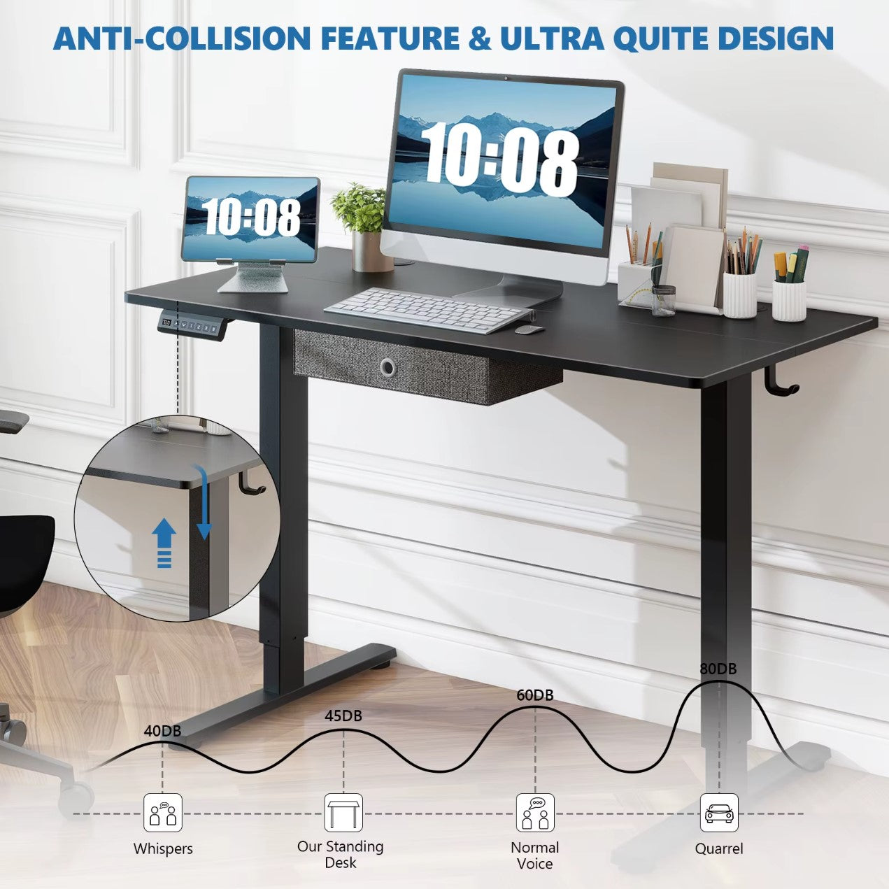 Height Adjustable Electric Standing Desk – 55x24" Sit-Stand Workstation Ergonomic Home Office Motorized Computer Desk