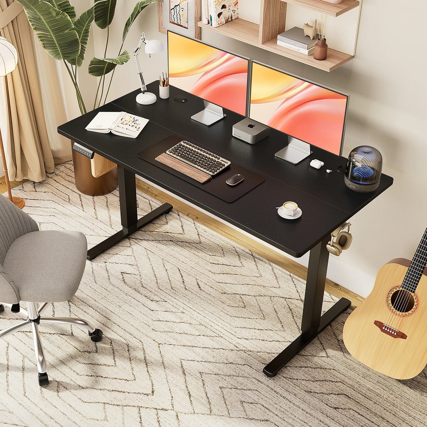 Height Adjustable Electric Standing Desk – 55x24" Sit-Stand Workstation Ergonomic Home Office Motorized Computer Desk