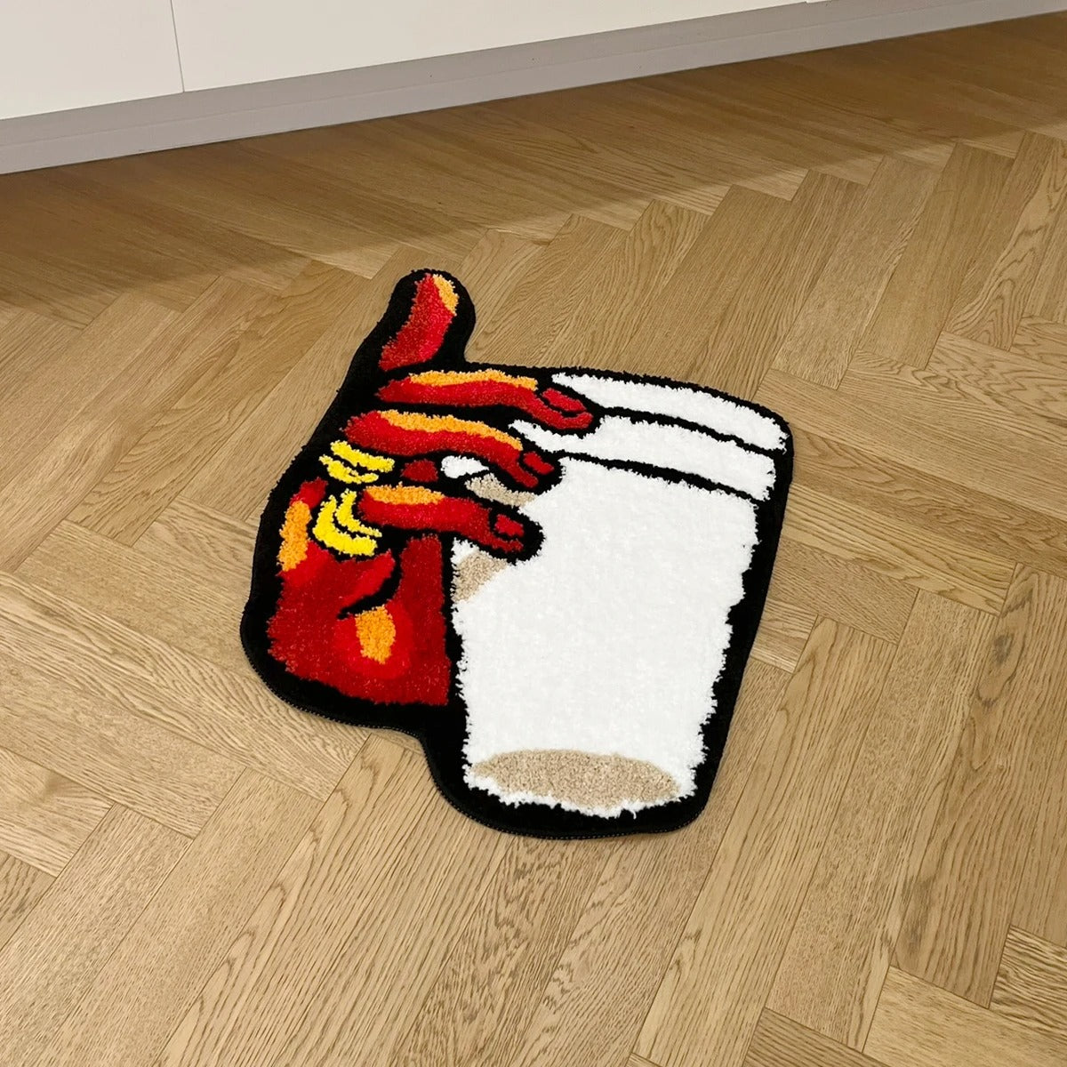 Hip-Hop Rap Hand Holding a Styrofoam Double Cup Tufted Rug