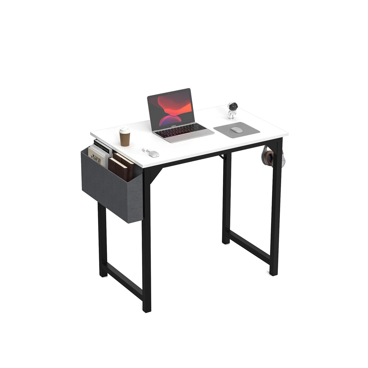 Home Office Computer Gaming Desk with Storage Bag + Headphone Hook, Writing Study Desk, Easy Assembly