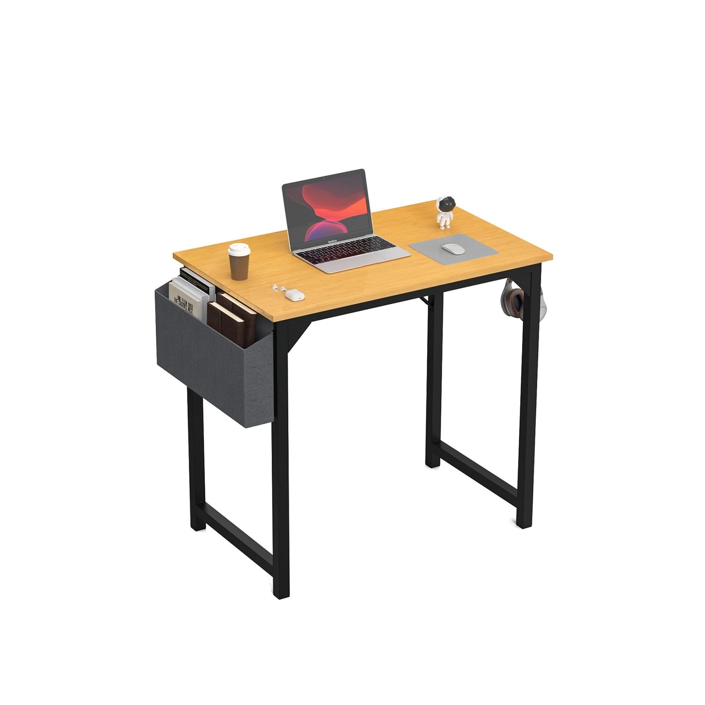 Home Office Computer Gaming Desk with Storage Bag + Headphone Hook, Writing Study Desk, Easy Assembly