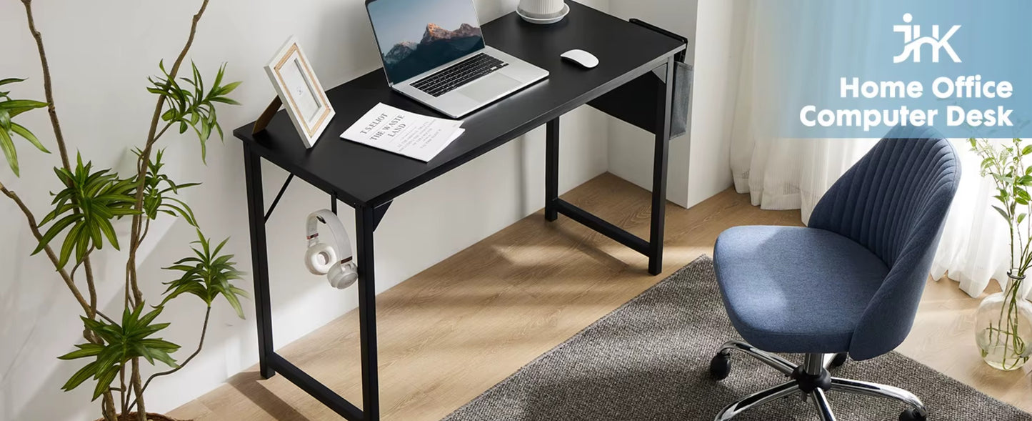 Home Office Computer Gaming Desk with Storage Bag + Headphone Hook, Writing Study Desk, Easy Assembly