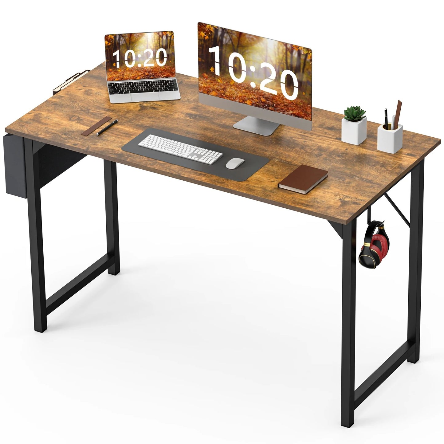Home Office Computer Gaming Desk with Storage Bag + Headphone Hook, Writing Study Desk, Easy Assembly