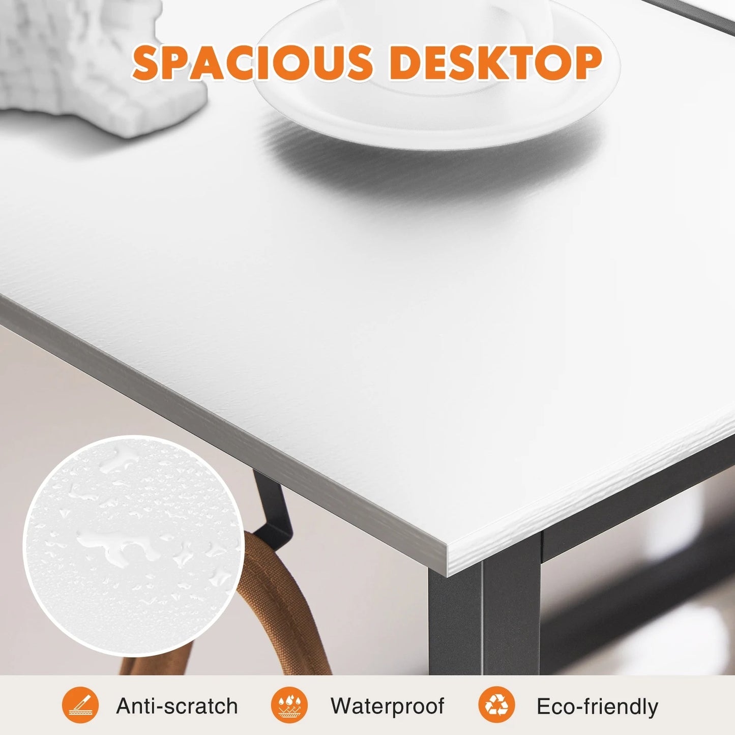 Home Office Computer Gaming Desk with Storage Bag + Headphone Hook, Writing Study Desk, Easy Assembly