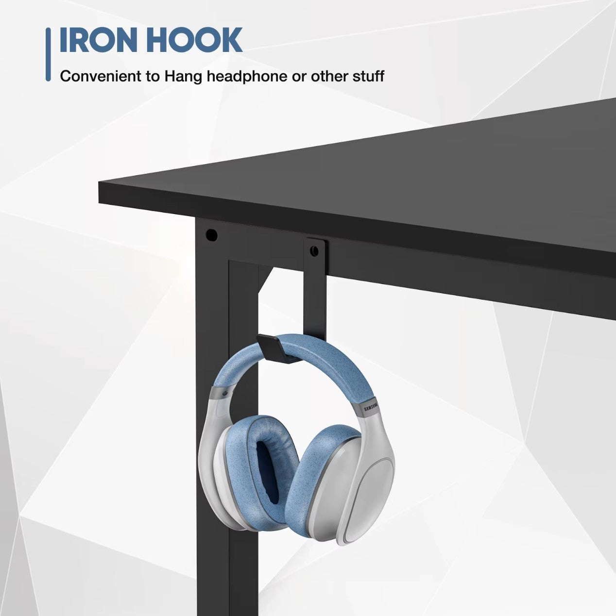 Home Office Computer Gaming Desk with Storage Bag + Headphone Hook, Writing Study Desk, Easy Assembly