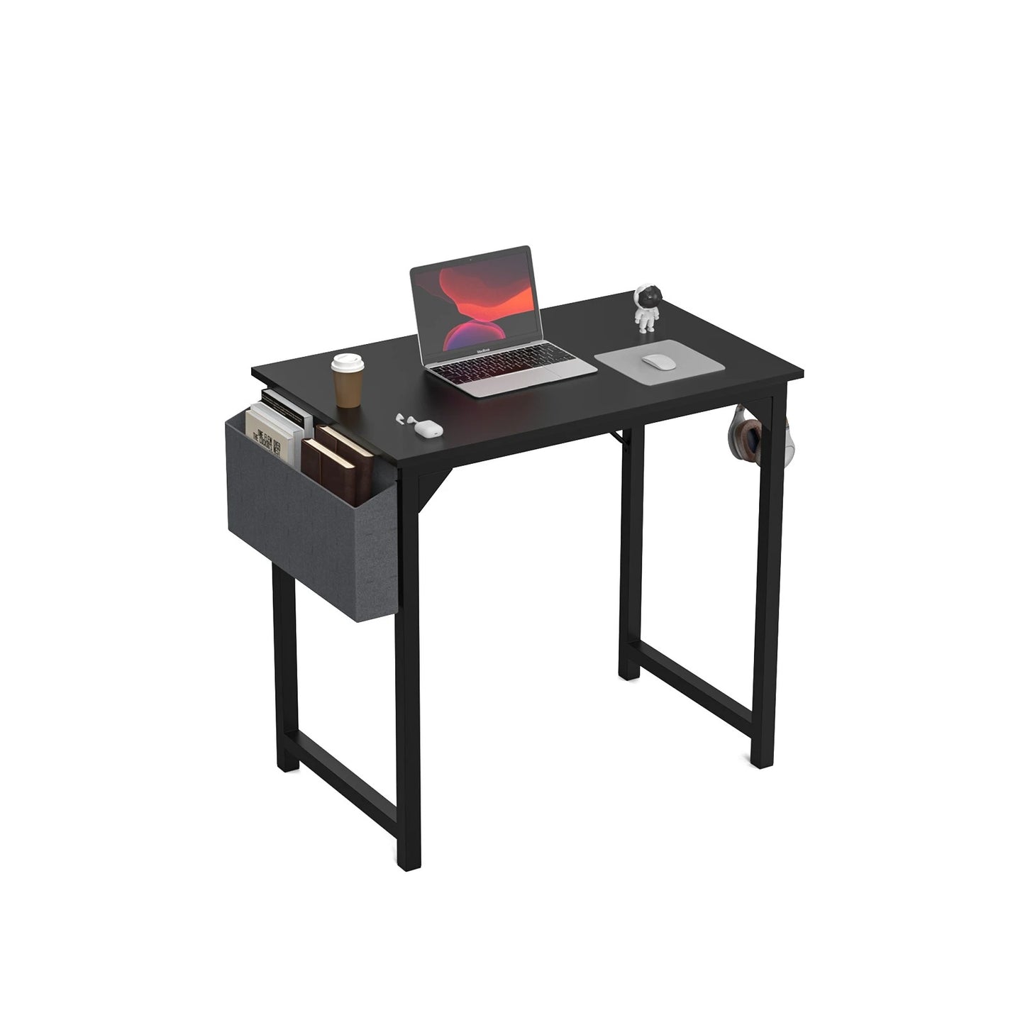 Home Office Computer Gaming Desk with Storage Bag + Headphone Hook, Writing Study Desk, Easy Assembly