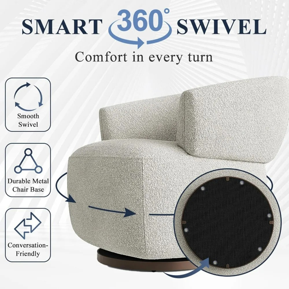 Minimalist Design Velvet Upholstered Barrel Cushioned Assembled Accent Chair