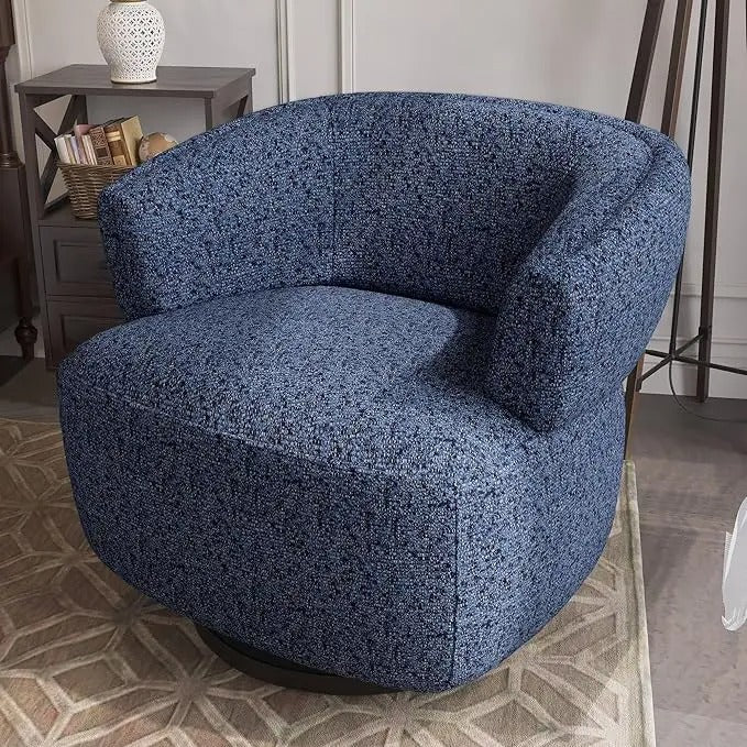 Minimalist Design Velvet Upholstered Barrel Cushioned Assembled Accent Chair