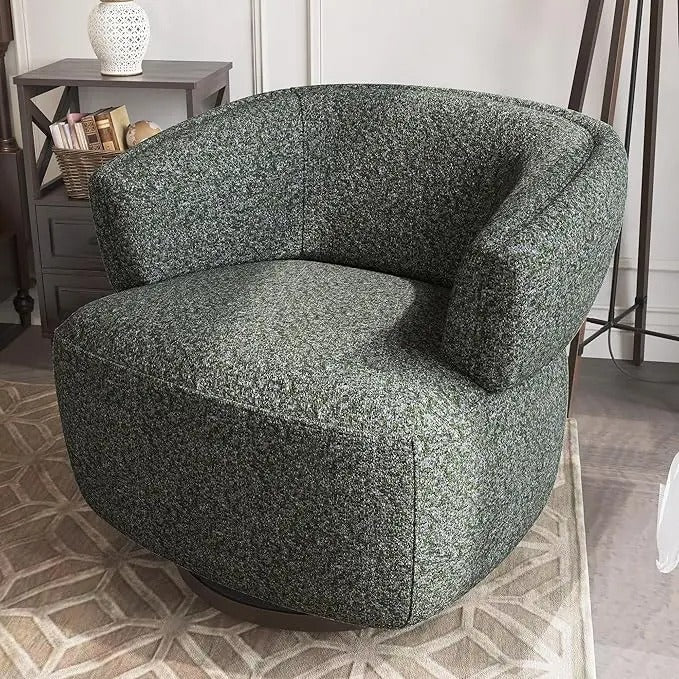 Minimalist Design Velvet Upholstered Barrel Cushioned Assembled Accent Chair