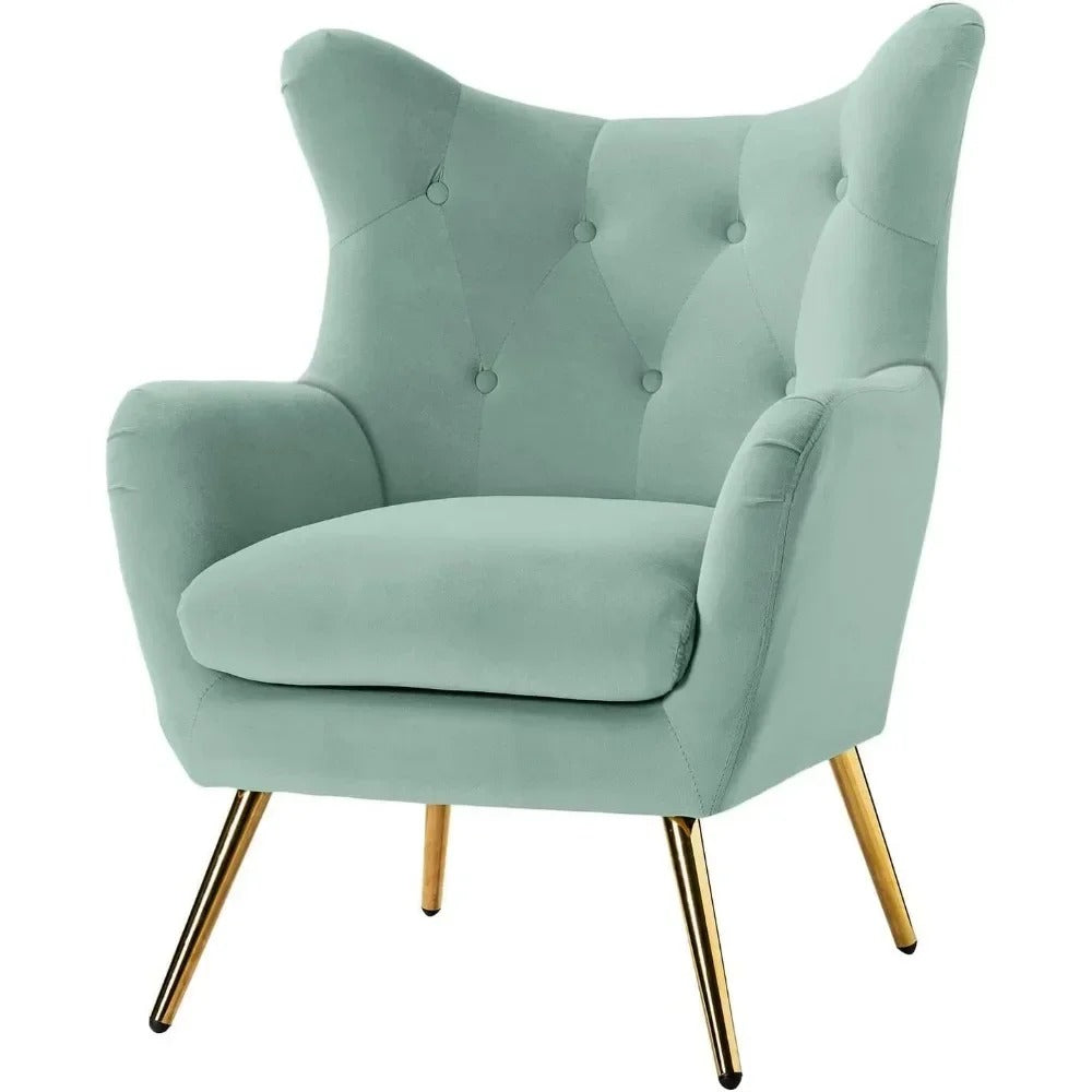 Modern Velvet Accent Armchair Tufted Club Chair with Gold Metal Legs