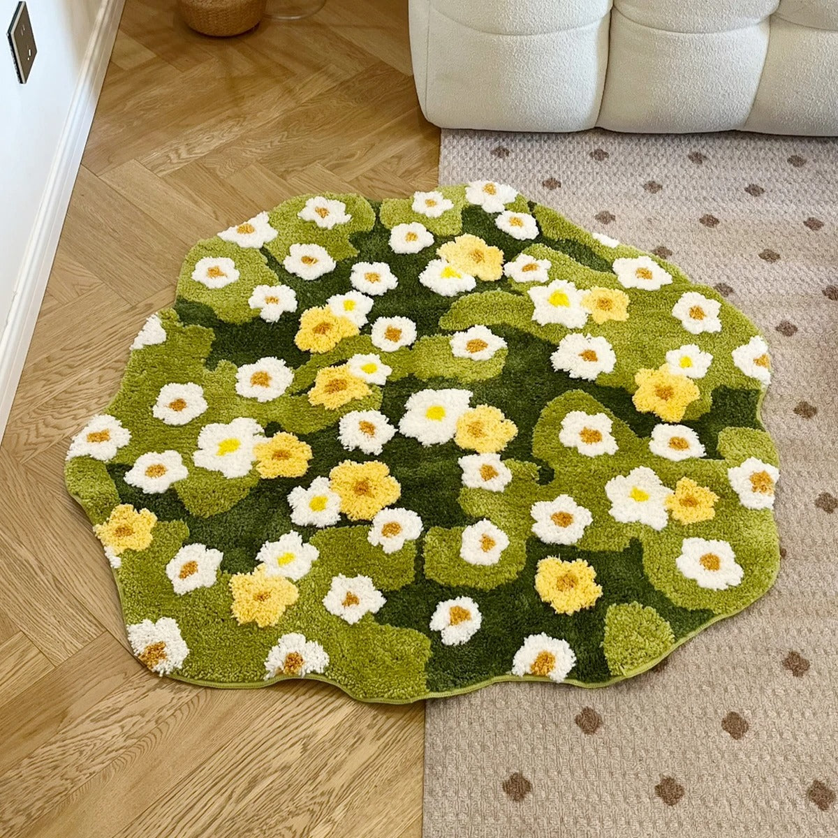 Nature Lover Daisy Flowers Floral Design Tufted Rug