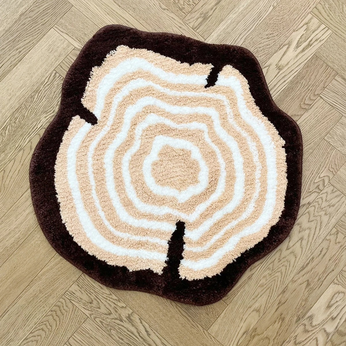 Nature Lover Tree Stump Rings Tufted Rug