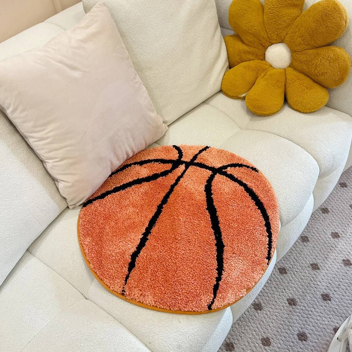 Orange Basketball Athlete Tufted Rug