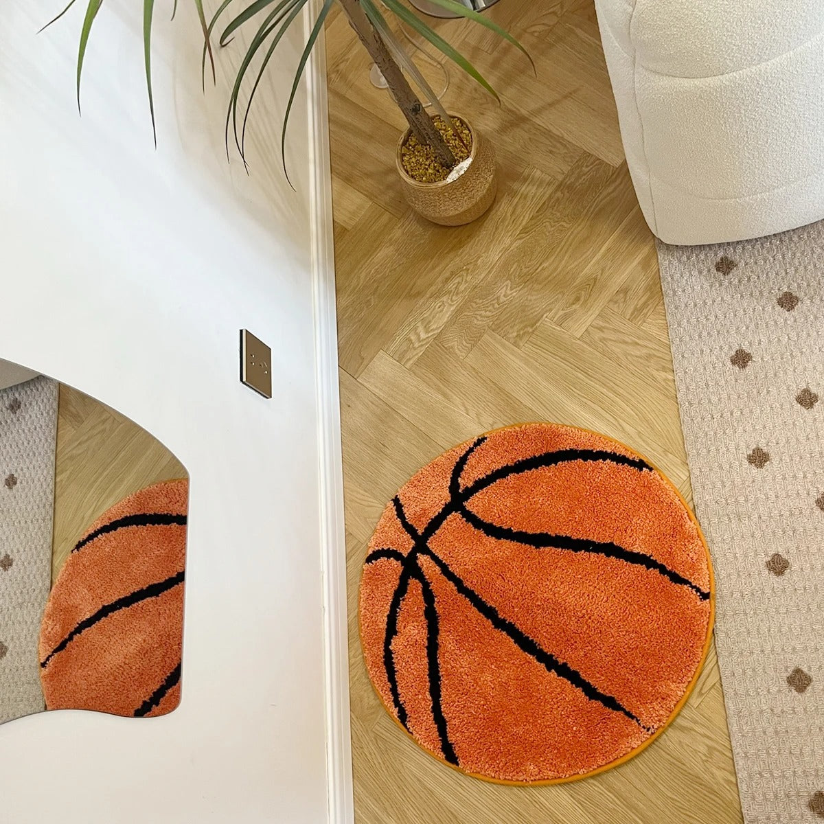 Orange Basketball Athlete Tufted Rug