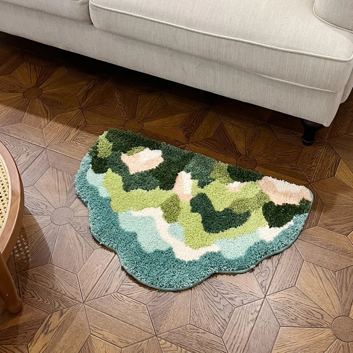 Outdoors Green Mountain Nature Lover Hiking Tufted Rug