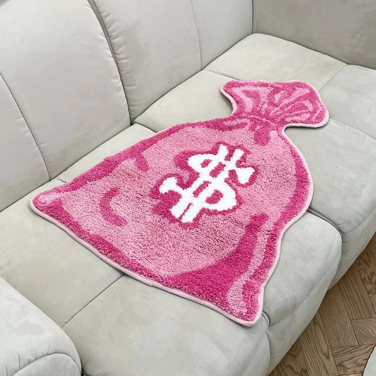 Pink Money Bag Tufted Rug