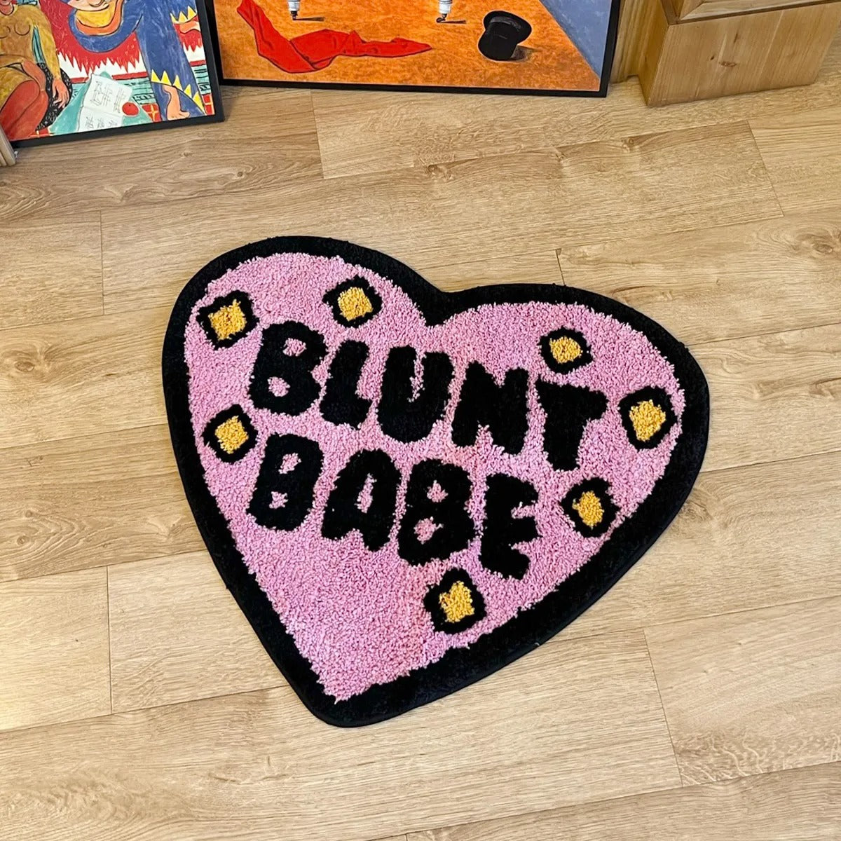 Pink 'Blunt Babe' Heart Tufted Rug