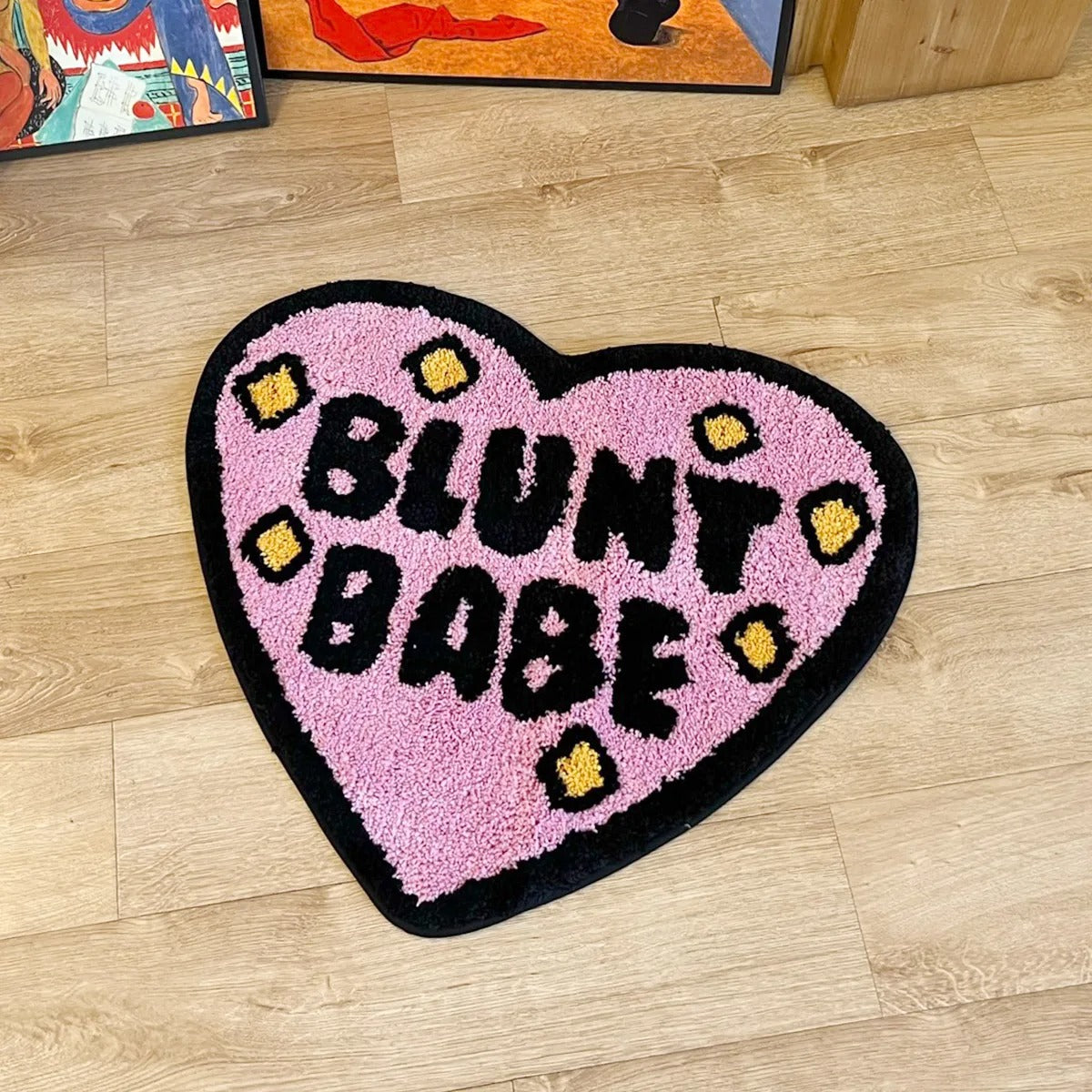 Pink 'Blunt Babe' Heart Tufted Rug