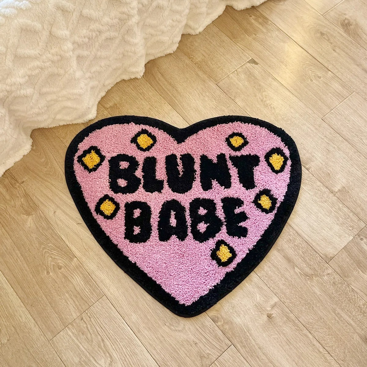 Pink 'Blunt Babe' Heart Tufted Rug