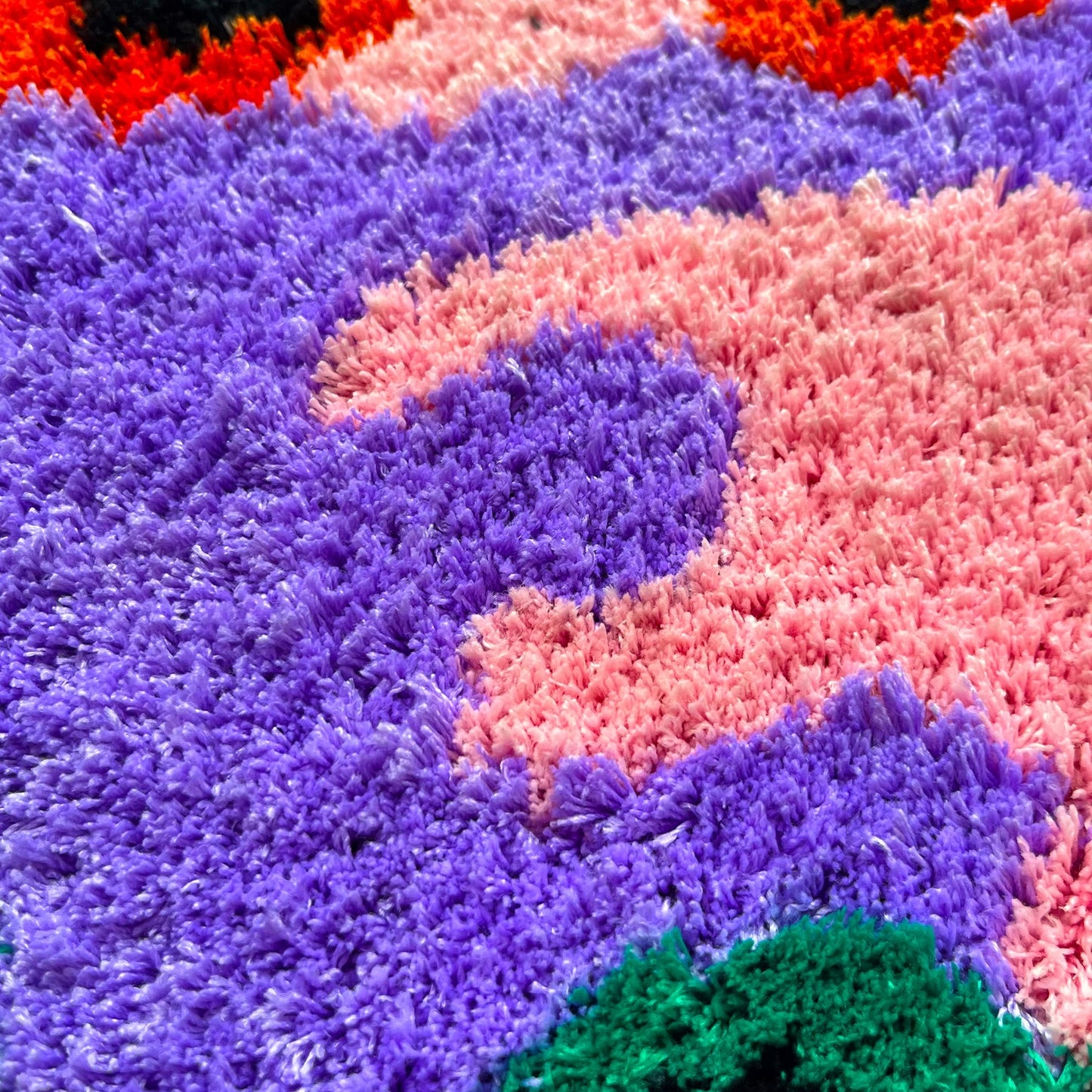 Purple Pink Trippy Smiling Face Tufted Rug